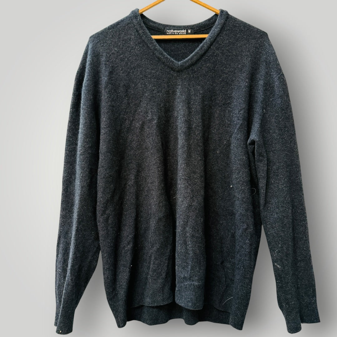 NATIVEWORLD / merino possum silk grey jumper / M (3918290611156623785)