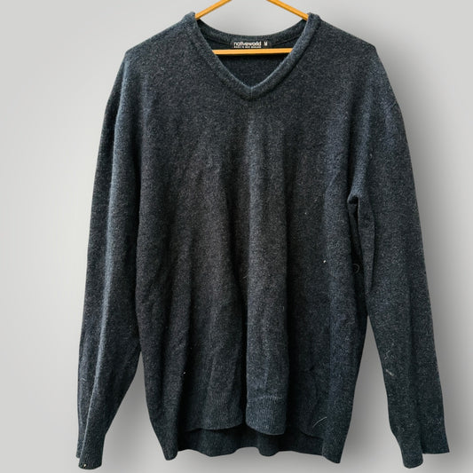 NATIVEWORLD / merino possum silk grey jumper / M (3918290611156623785)