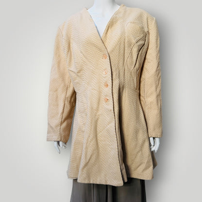 1990s vintage / cinched wool coat with shoulder pads / s (3918299590458409983)