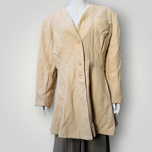 1990s vintage / cinched wool coat with shoulder pads / s (3918299590458409983)