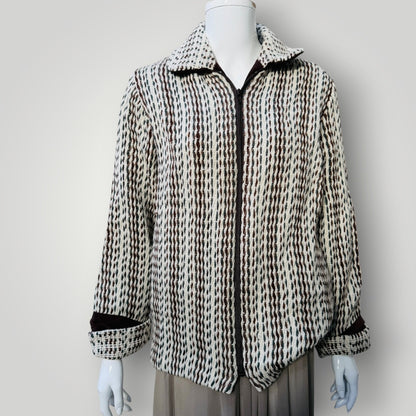 SUE BATEUP / hand woven wool jacket / made in nz / m (3918299633016237057)