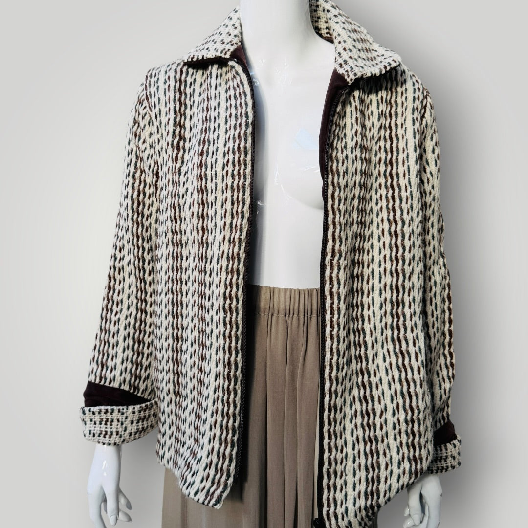 SUE BATEUP / hand woven wool jacket / made in nz / m (3918299634743511636)