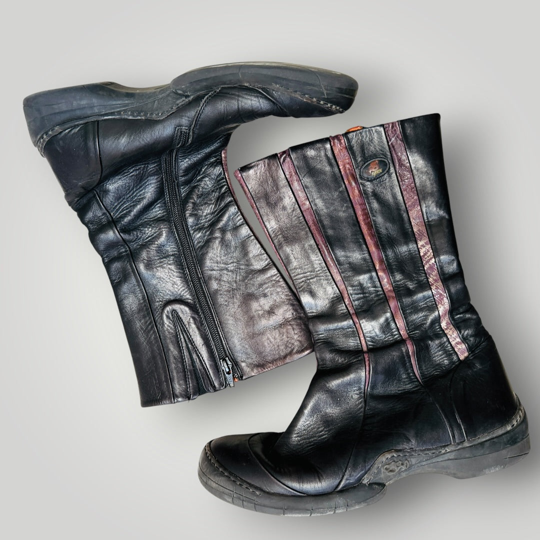 y2k vintage / EJECT / leather boots / 40 (3918404546289123226)