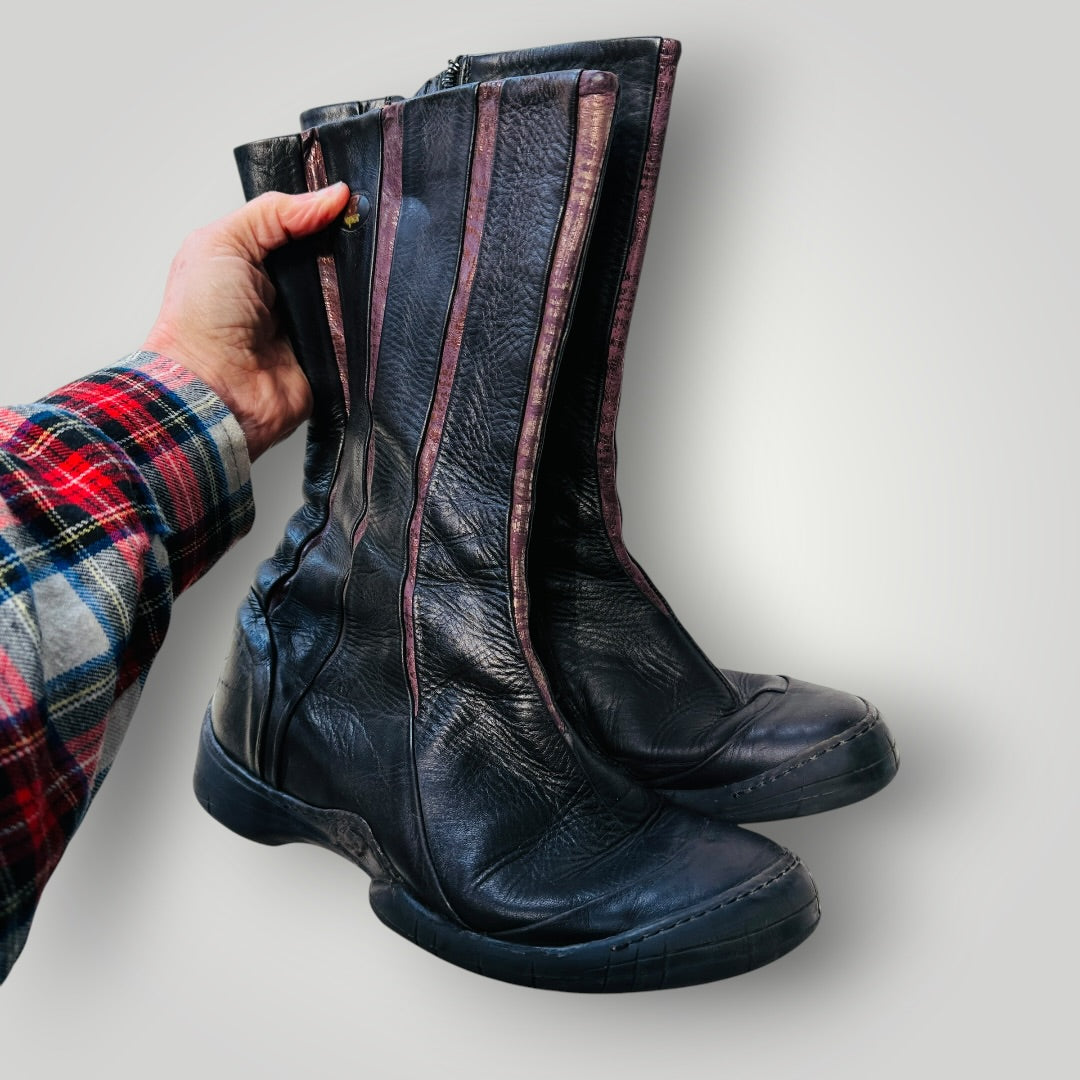 y2k vintage / EJECT / leather boots / 40 (3918404548030356999)