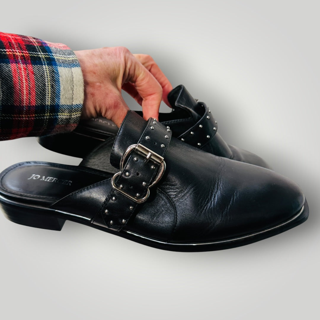 Jo Mercer / slip-ons / studded strap and buckle detail / 40 (3918404551503989303)