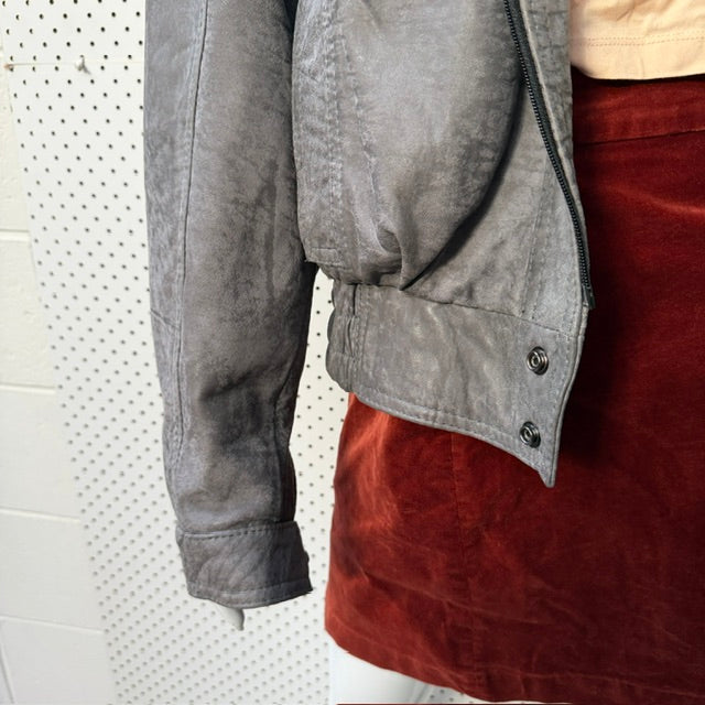 1980s vintage / LEATHER IMAGE / grey leather bomber / m / made in nz (3918464802920230929)