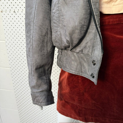 1980s vintage / LEATHER IMAGE / grey leather bomber / m / made in nz (3918464802920230929)