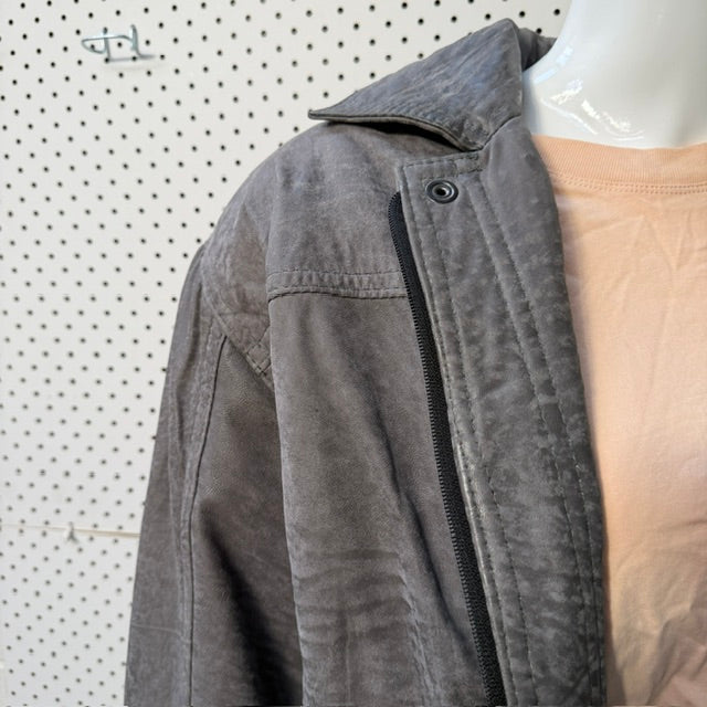 1980s vintage / LEATHER IMAGE / grey leather bomber / m / made in nz (3918464805661998387)