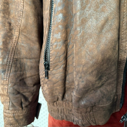 1990s vintage / CLASSIC SKINS / brown leather bomber / m / made in nz (3918464814220924615)