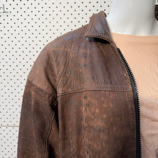 1990s vintage / CLASSIC SKINS / brown leather bomber / m / made in nz (3918464816185906119)
