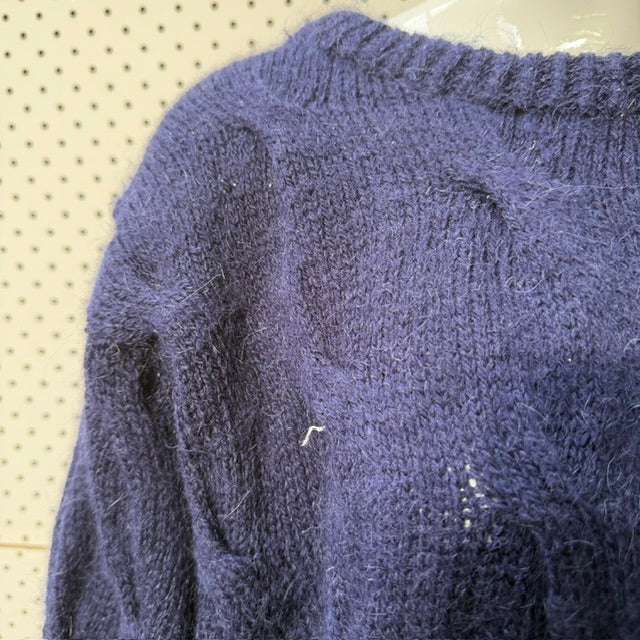 handmade / navy cable mohair knit jumper / m (3918464898815319756)