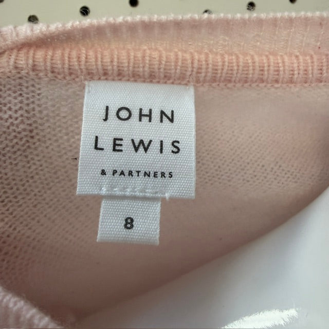 JOHN LEWIS / luxuriously soft cashmere crew neck jumper in baby pink / s (3918464925036089739)