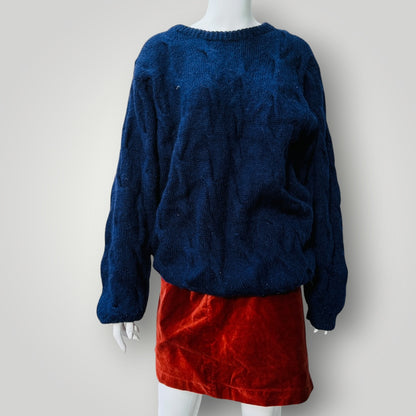 handmade / navy cable mohair knit jumper / m (3918466228337357740)