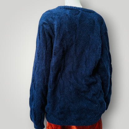handmade / navy cable mohair knit jumper / m (3918466231569449135)