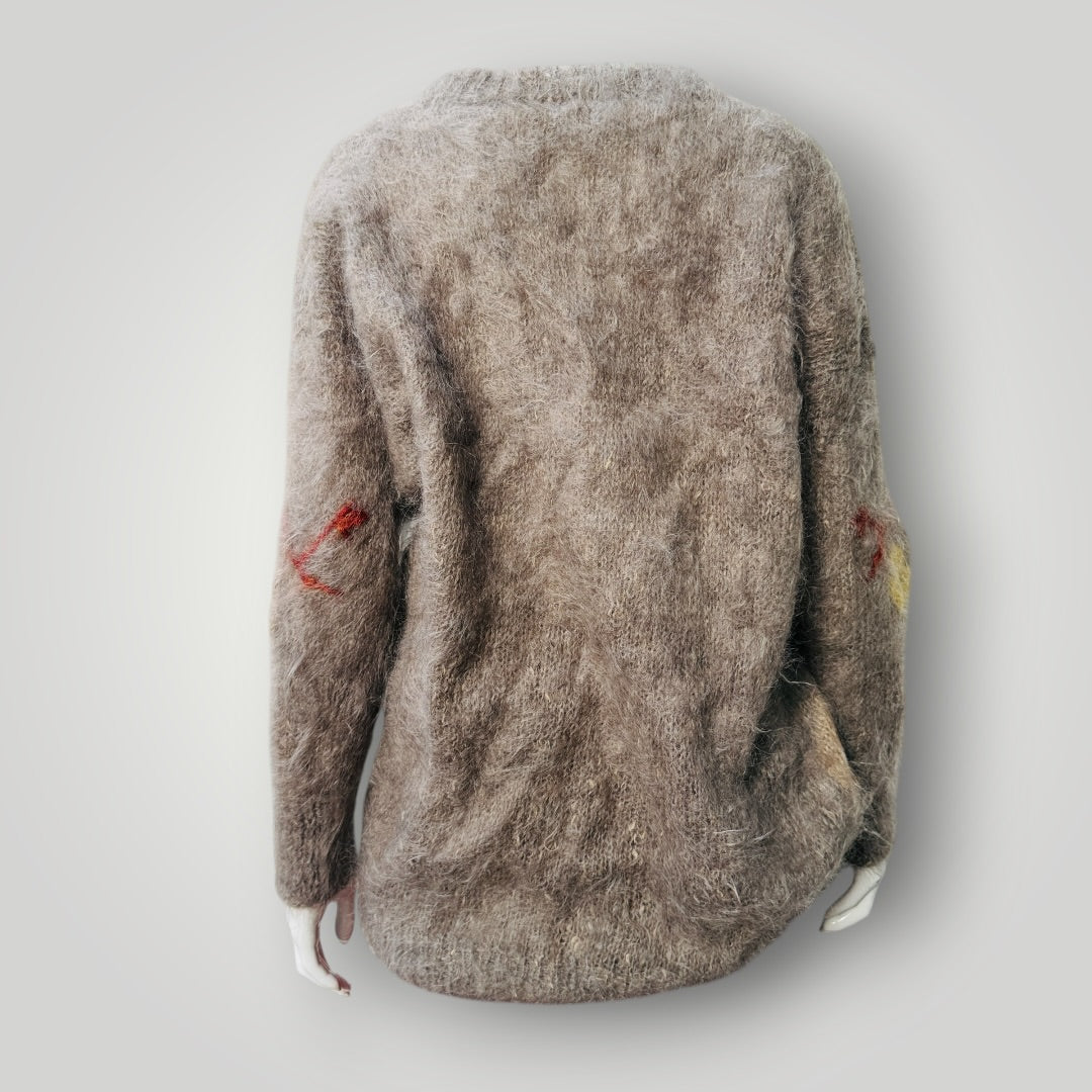 1980s vintage / hand knitted / mohair art jumper / s (3918466239895078077)
