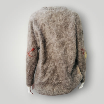 1980s vintage / hand knitted / mohair art jumper / s (3918466239895078077)