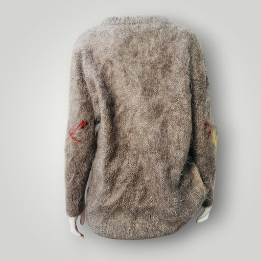 1980s vintage / hand knitted / mohair art jumper / s (3918466239895078077)