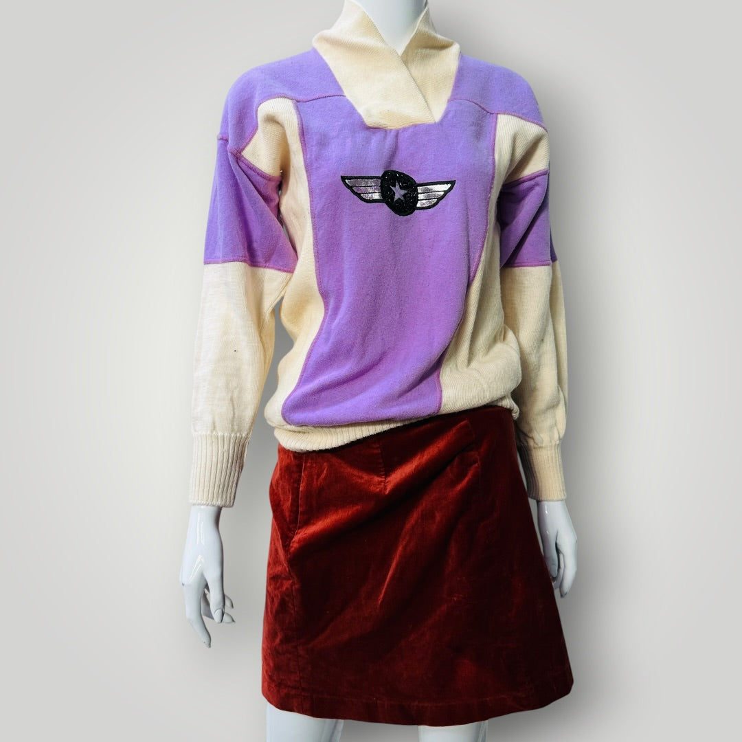 1980s vintage / AUBYN / knit top with patterns / made in nz / s (3918466241300742562)