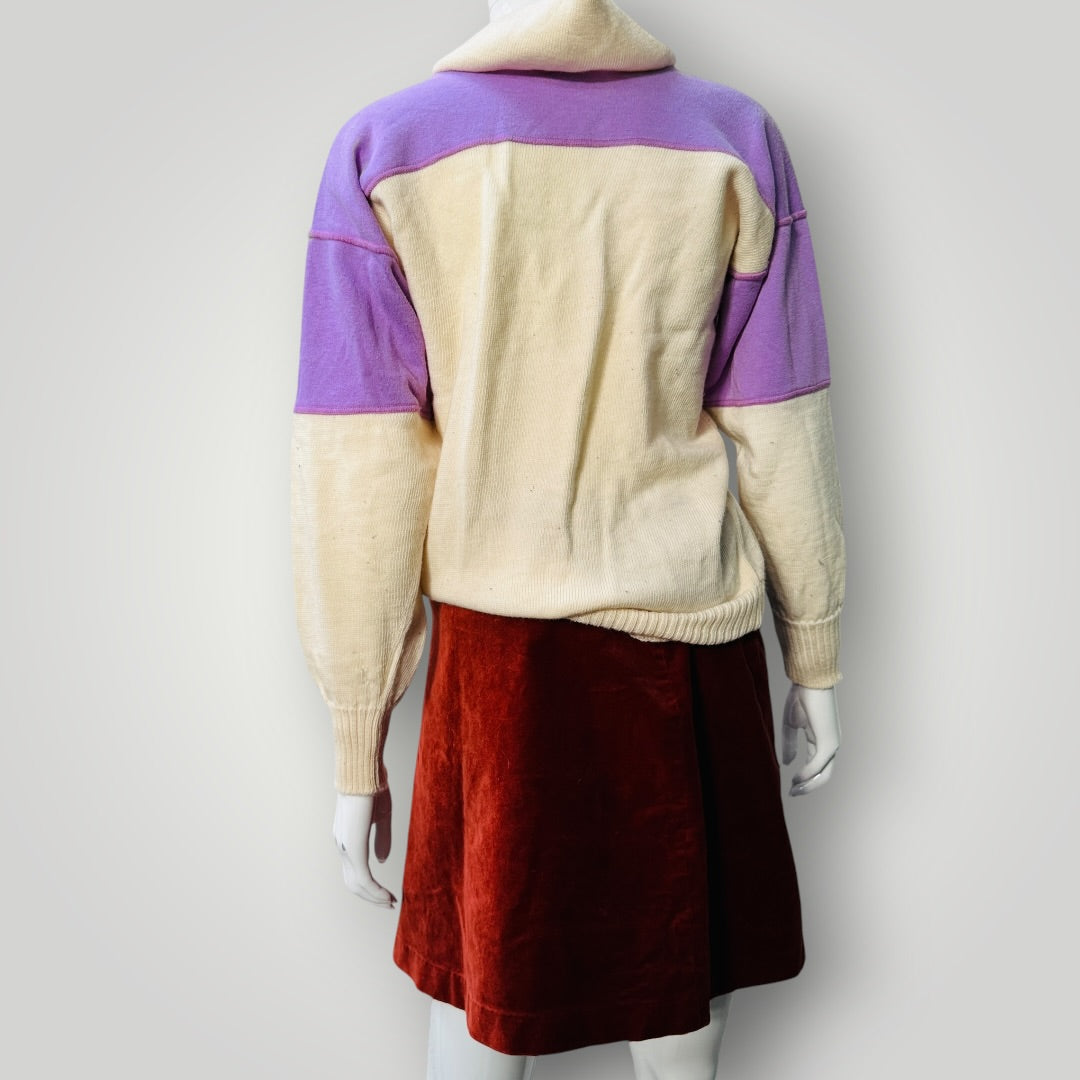 1980s vintage / AUBYN / knit top with patterns / made in nz / s (3918466243034923612)