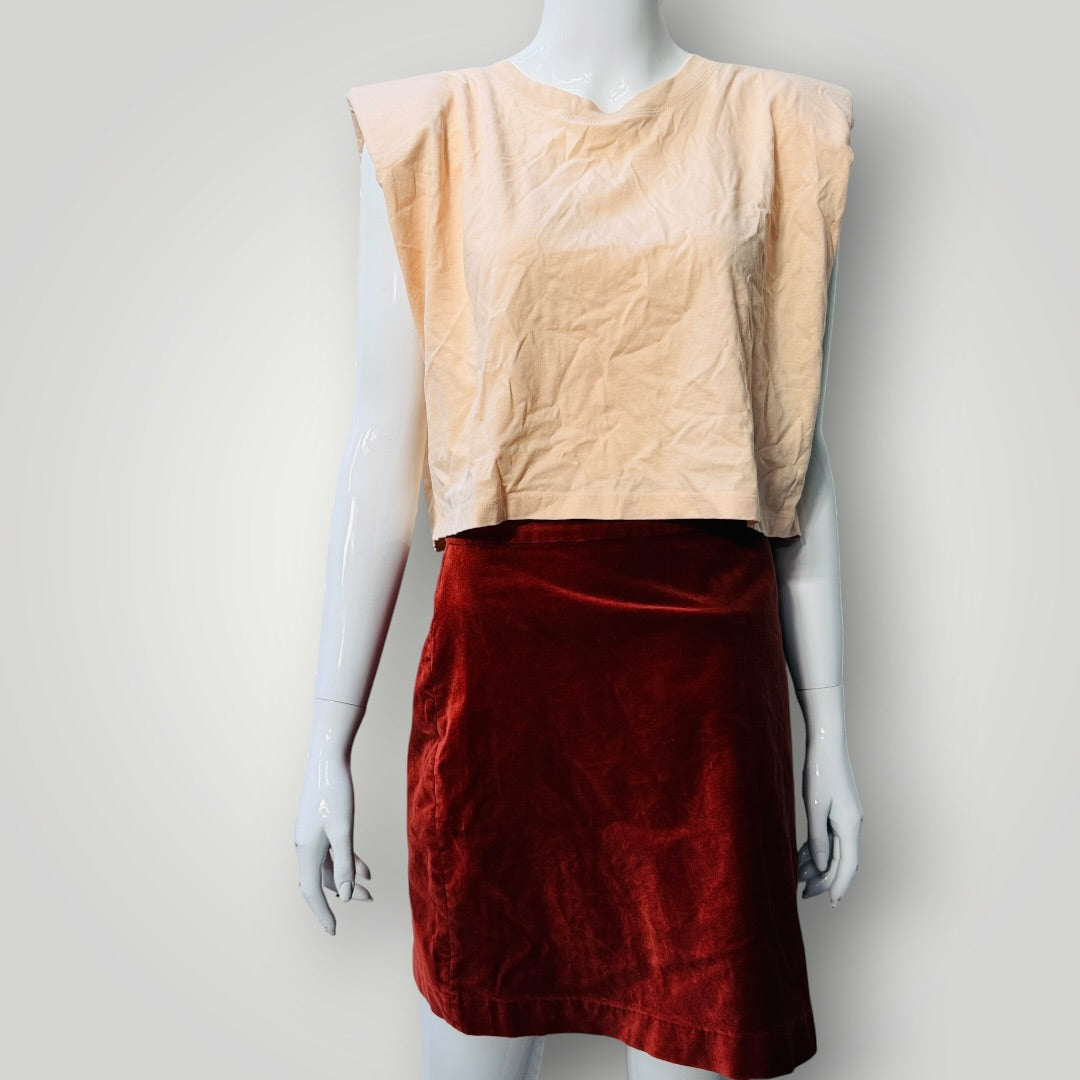 ZARA / shoulder pad crop in peach / L (3918466276914632358)