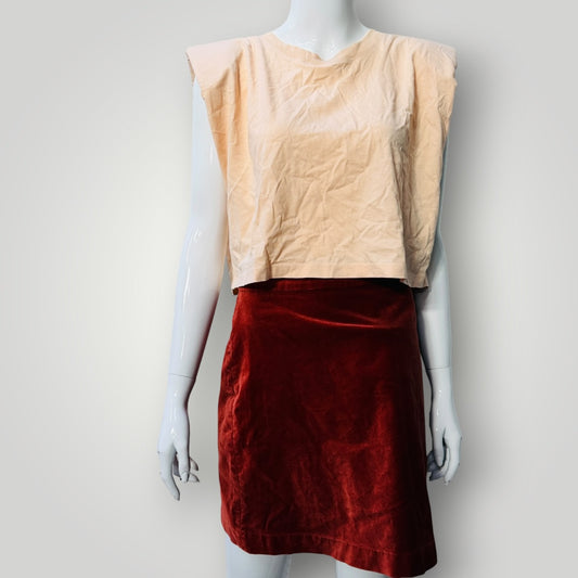 ZARA / shoulder pad crop in peach / L (3918466276914632358)