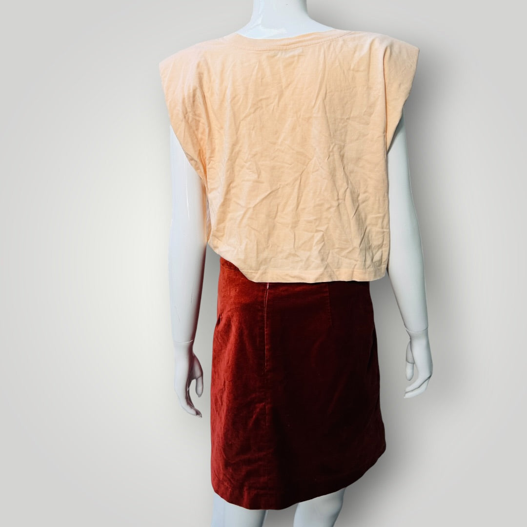 ZARA / shoulder pad crop in peach / L (3918466278702039614)