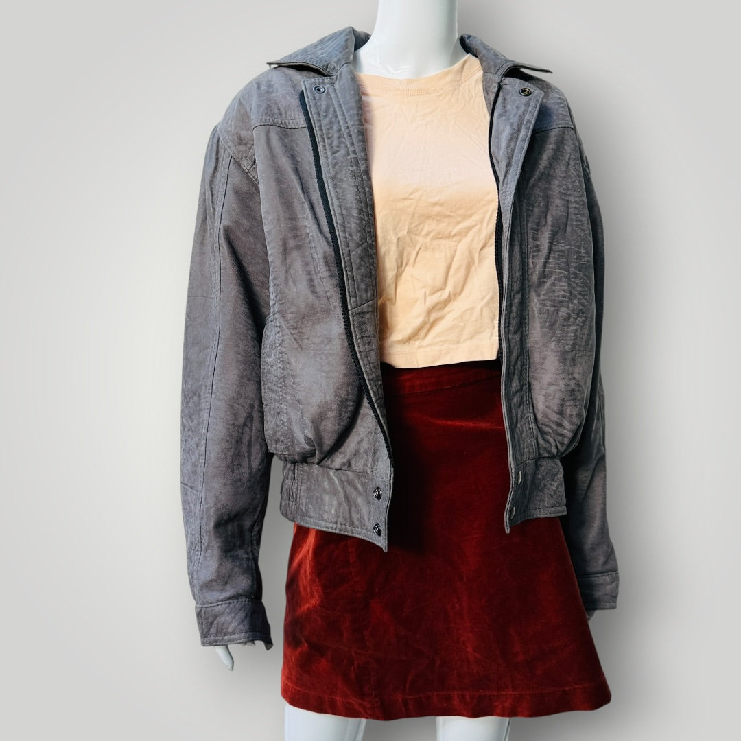 1980s vintage / LEATHER IMAGE / grey leather bomber / m / made in nz (3918466292401325899)