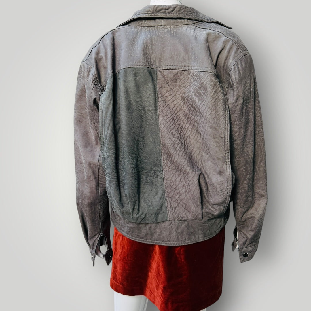 1980s vintage / LEATHER IMAGE / grey leather bomber / m / made in nz (3918466294004999652)