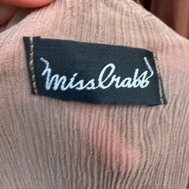 MISS CRABB / sheer brown silk loose top / one size (3918975161572511626)