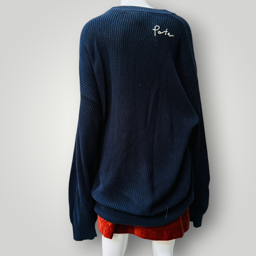 PORTER JAMES SPORTS / navy ribbed knit / XXL (3918975303196371095)
