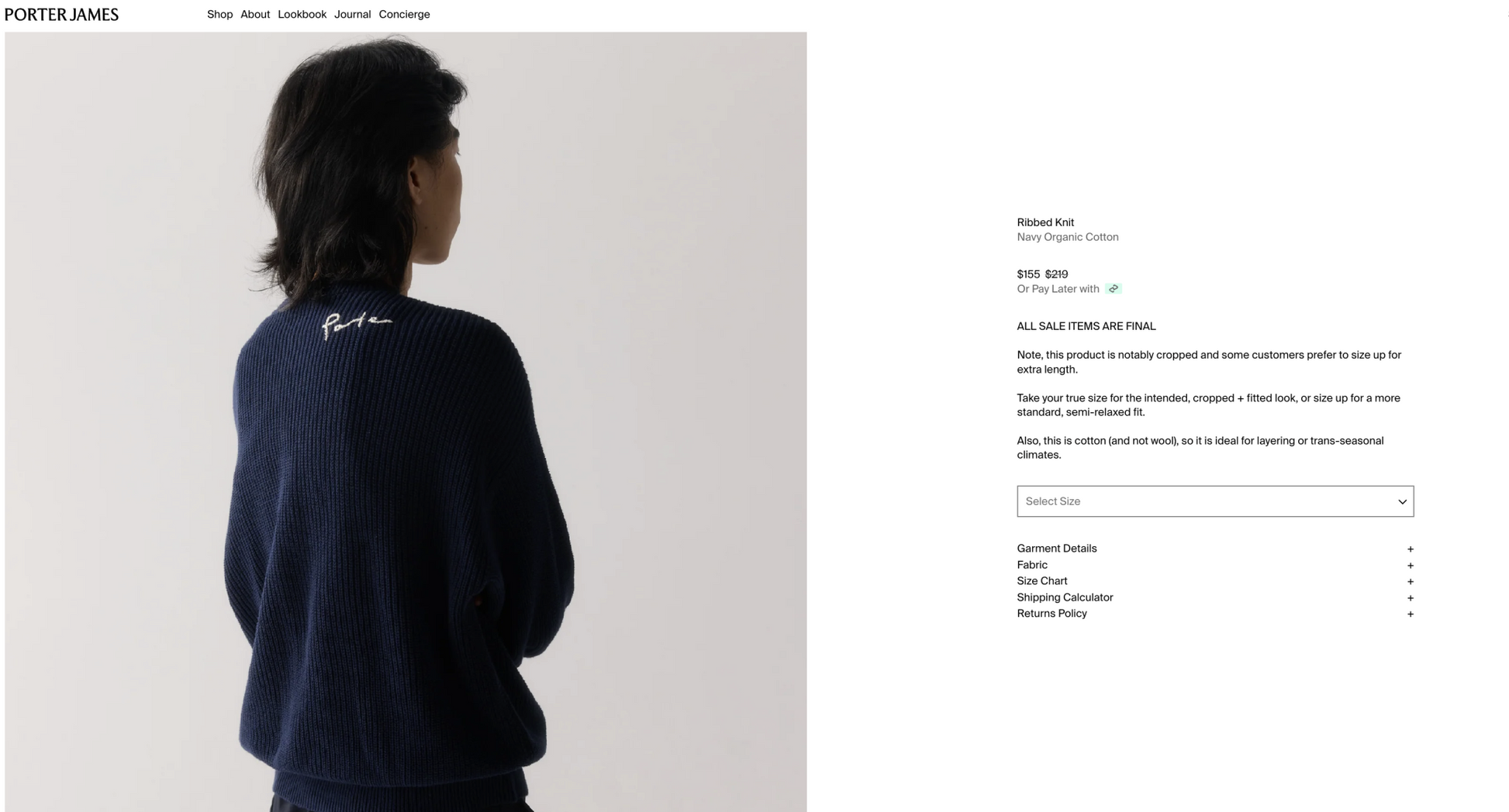 PORTER JAMES SPORTS / navy ribbed knit / XXL (3918999051380188351)