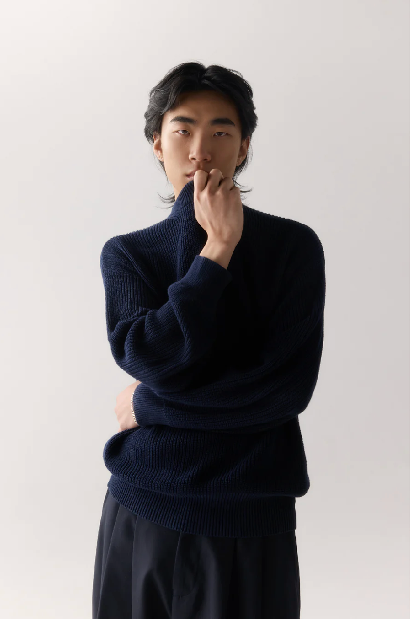 PORTER JAMES SPORTS / navy ribbed knit / XXL (3918999053811798992)