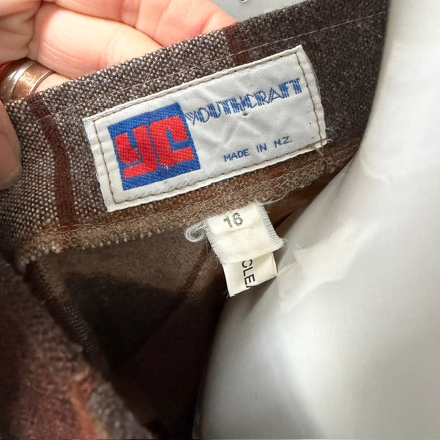 1960s nz vintage / YOUTHCRAFT / tweed pleat wool skirt / s (3919062614440078932)