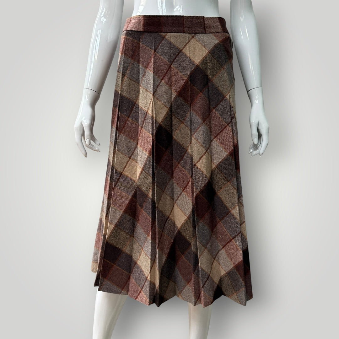 1960s nz vintage / YOUTHCRAFT / tweed pleat wool skirt / s (3919062741782333567)