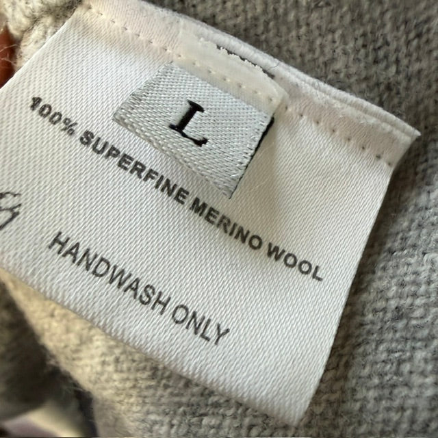 100% superfine merino wool / 3/4 sleeve knit / grey / L (3919247214217778551)