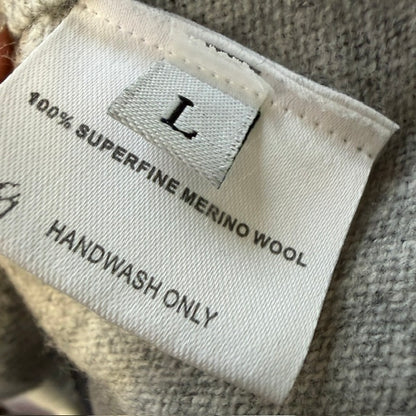 100% superfine merino wool / 3/4 sleeve knit / grey / L (3919247214217778551)