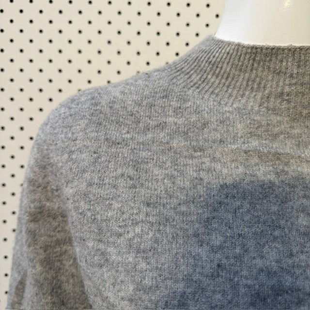 100% superfine merino wool / 3/4 sleeve knit / grey / L (3919247217591488057)
