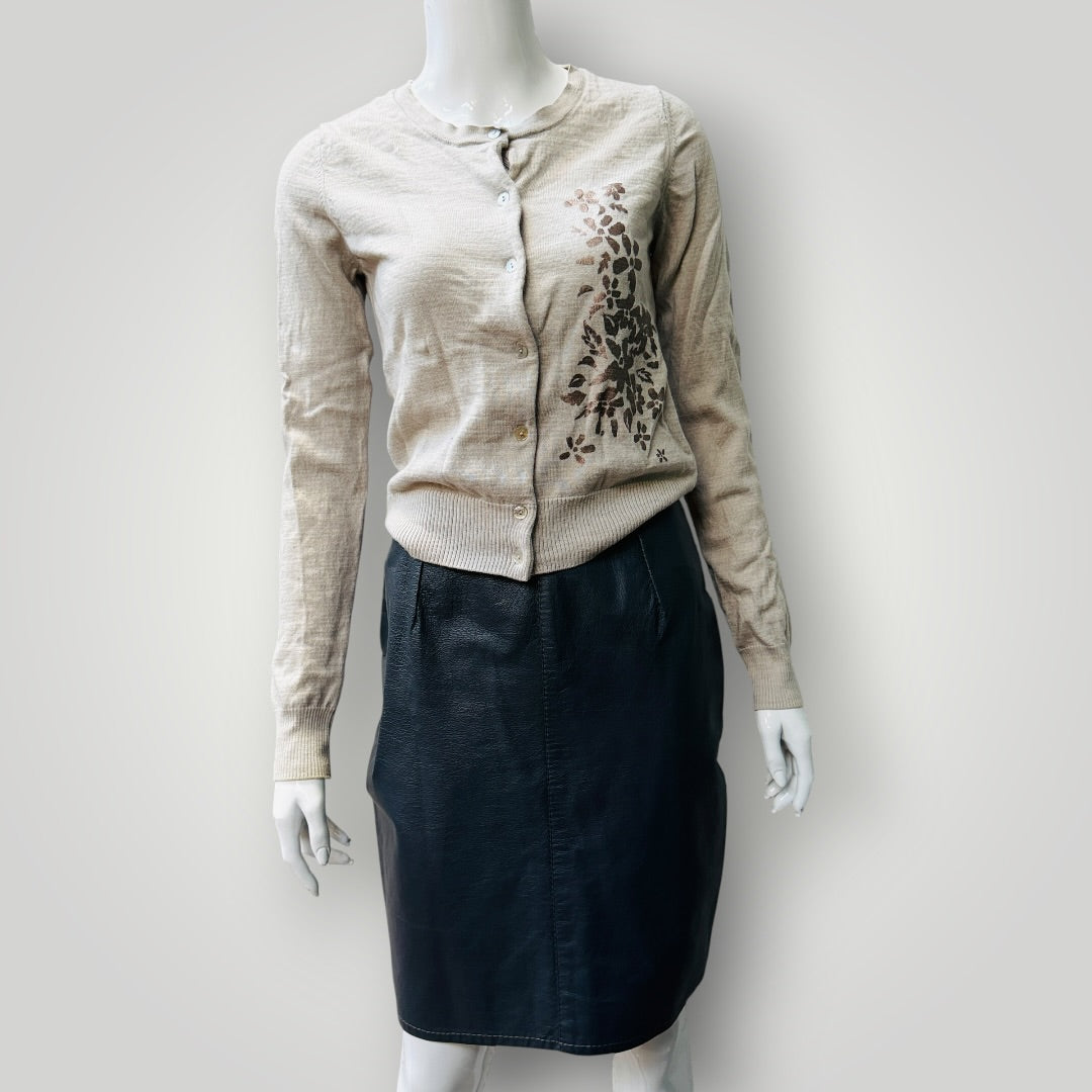 1990s nz vintage / ZUCCI by anita smith / grey leather skirt / s (3919247855627807849)