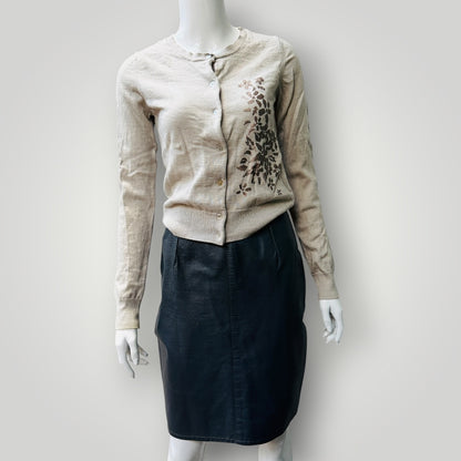 1990s nz vintage / ZUCCI by anita smith / grey leather skirt / s (3919247855627807849)