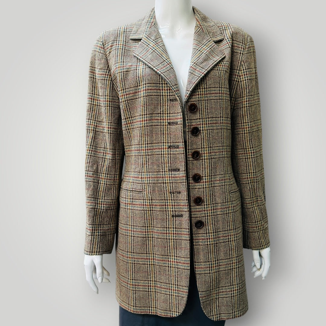1990s vintage / PLANET / silk wool gen plaid coat / 12 (3919247860803992561)