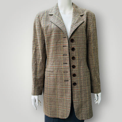 1990s vintage / PLANET / silk wool gen plaid coat / 12 (3919247860803992561)