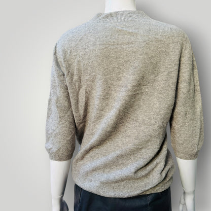 100% superfine merino wool / 3/4 sleeve knit / grey / L (3919247875400466187)