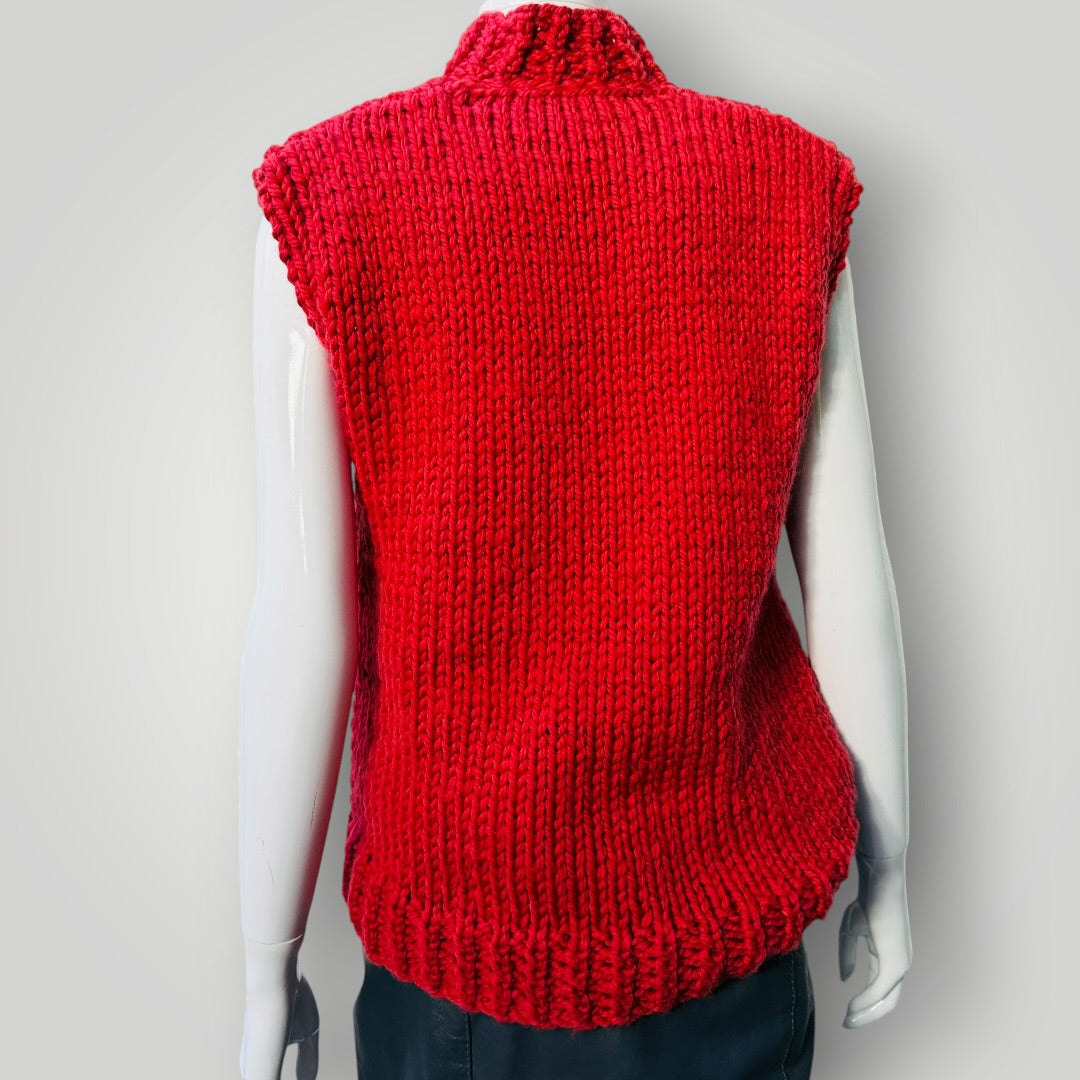 hand made / chunky knitted wool vest / s/m (3919247880312742435)