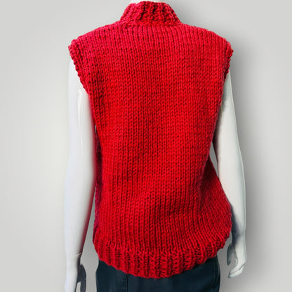 hand made / chunky knitted wool vest / s/m (3919247880312742435)