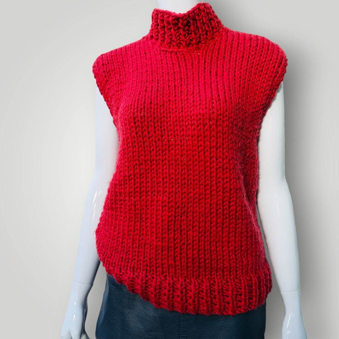 hand made / chunky knitted wool vest / s/m (3919247882166499478)