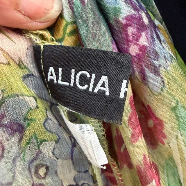 2000s aussie vintage / ALICIA HOLLEN / sheer silk floral halter / s (3919490284836672156)
