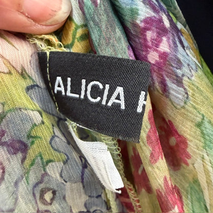2000s aussie vintage / ALICIA HOLLEN / sheer silk floral halter / s (3919490284836672156)