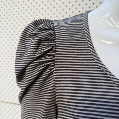 ANDREA MOORE / striped puff sleeve top / s (3919490300799127283)