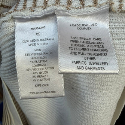 SASS BIDE / white + gold ribbed top / s (3919490319354447899)