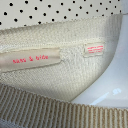 SASS BIDE / white + gold ribbed top / s (3919490324153134695)